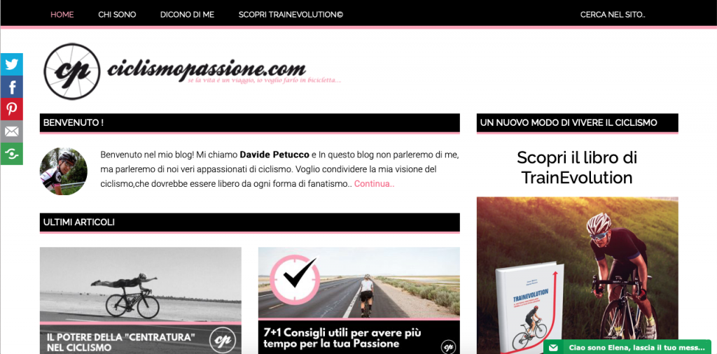 Il blog sul ciclismo amatoriale. Vende corsi online per ciclisti.